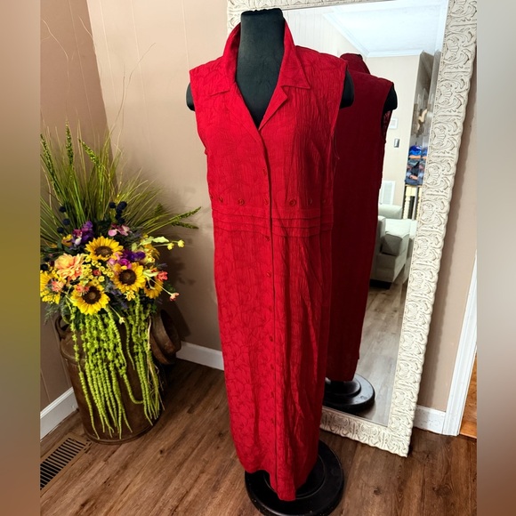 VTG Melissa Harper Textured Sleeveless Button Down Maxi Dress - Picture 2 of 9